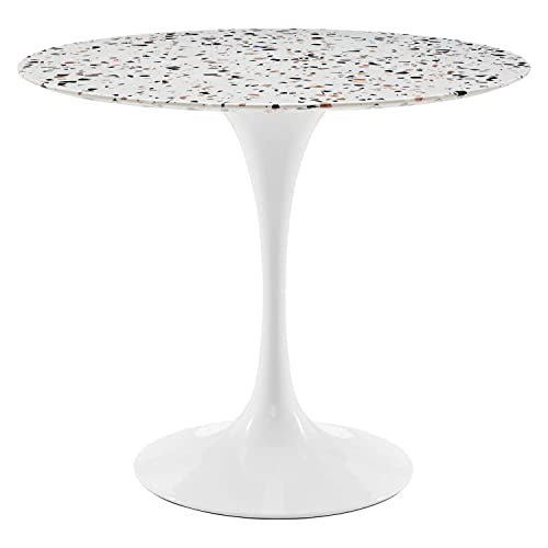 Modway White Lippa Round Terrazzo Dining Table EEI-5713-WHI-WHI