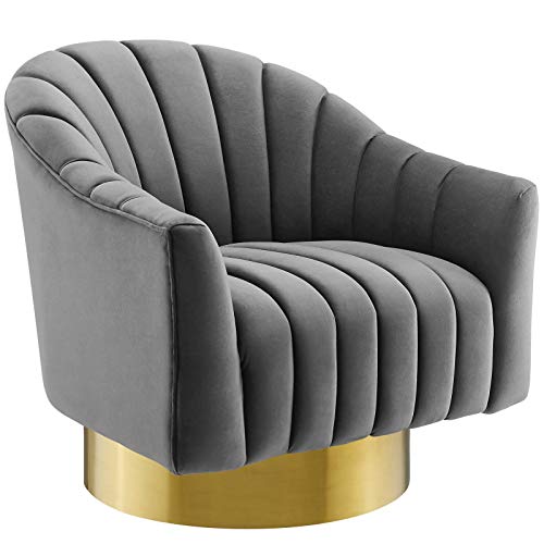 Modway EEI-3459-TEA Buoyant Vertical Channel Tufted Accent Lounge Performance Velvet Swivel Chair