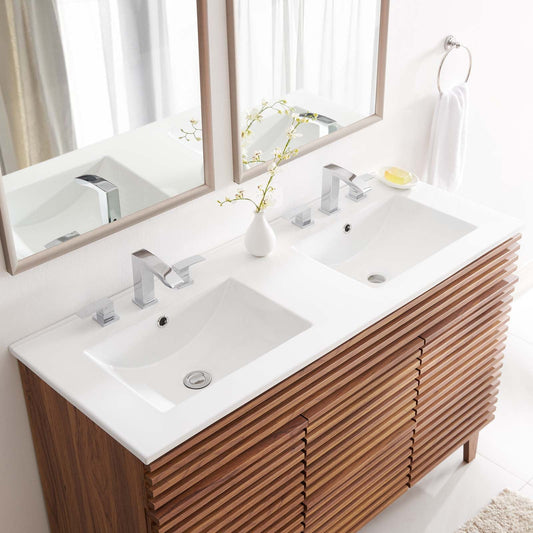 Cayman 48" Double Basin Bathroom Sink in White