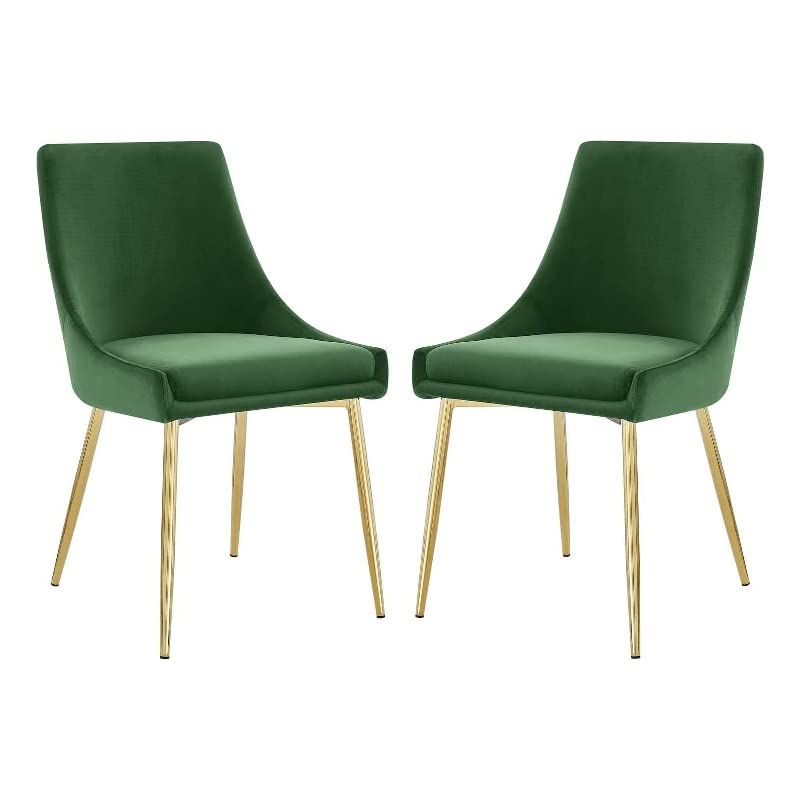Modway Viscount Performance Velvet Upholstered Side Dining Chairs Set of 2