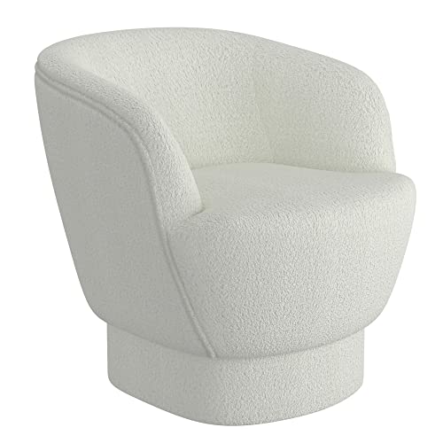 Cosy Modern Upholstered Accent Chair in White Boucle Fabric
