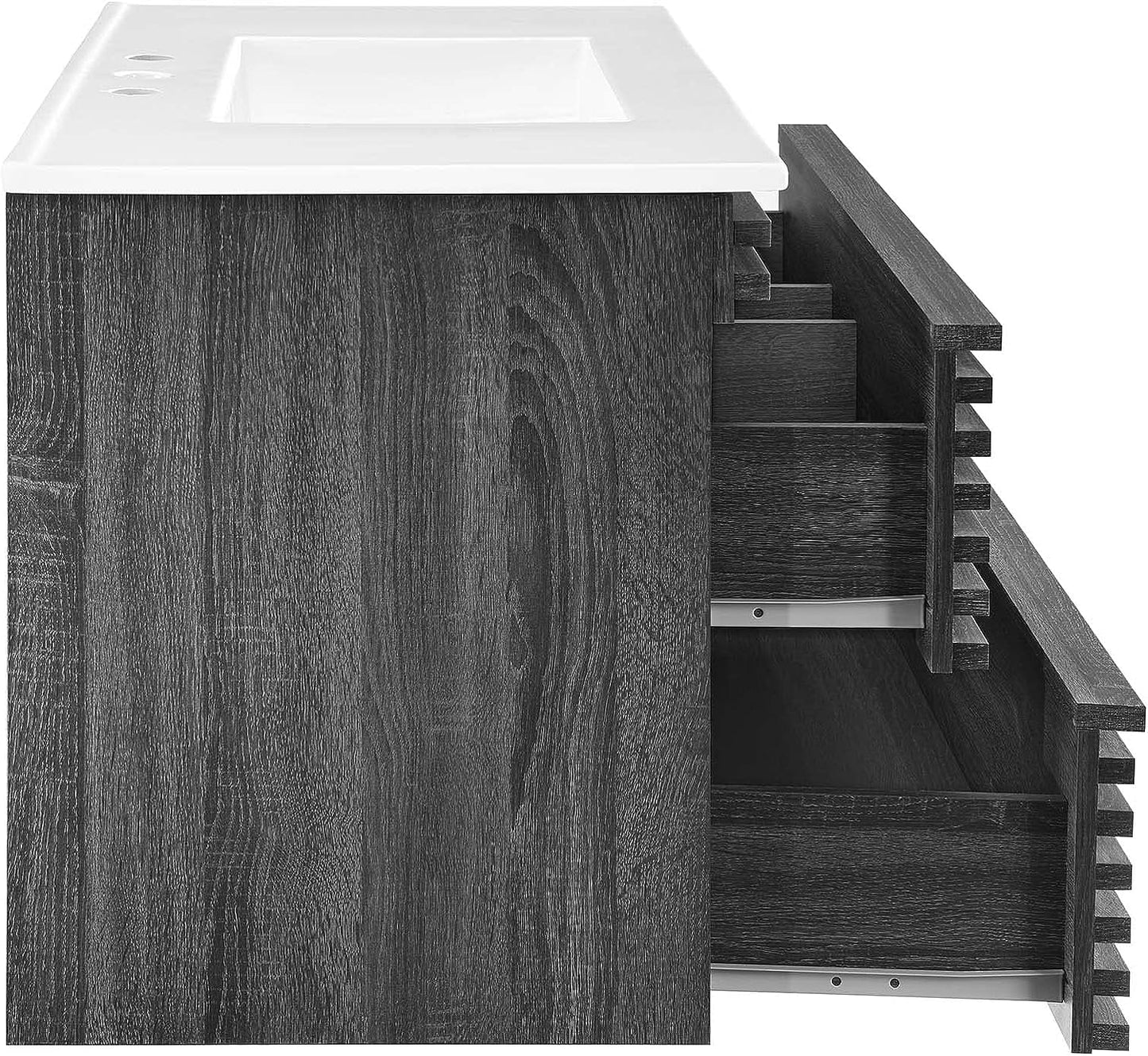 Modway Render 36" Wall-Mount Bathroom Vanity in Charcoal White