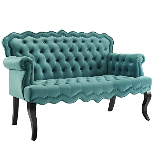 Modway EEI-3373-DUS Viola Chesterfield Button Tufted Loveseat Performance Velvet Settee, Dusty Rose