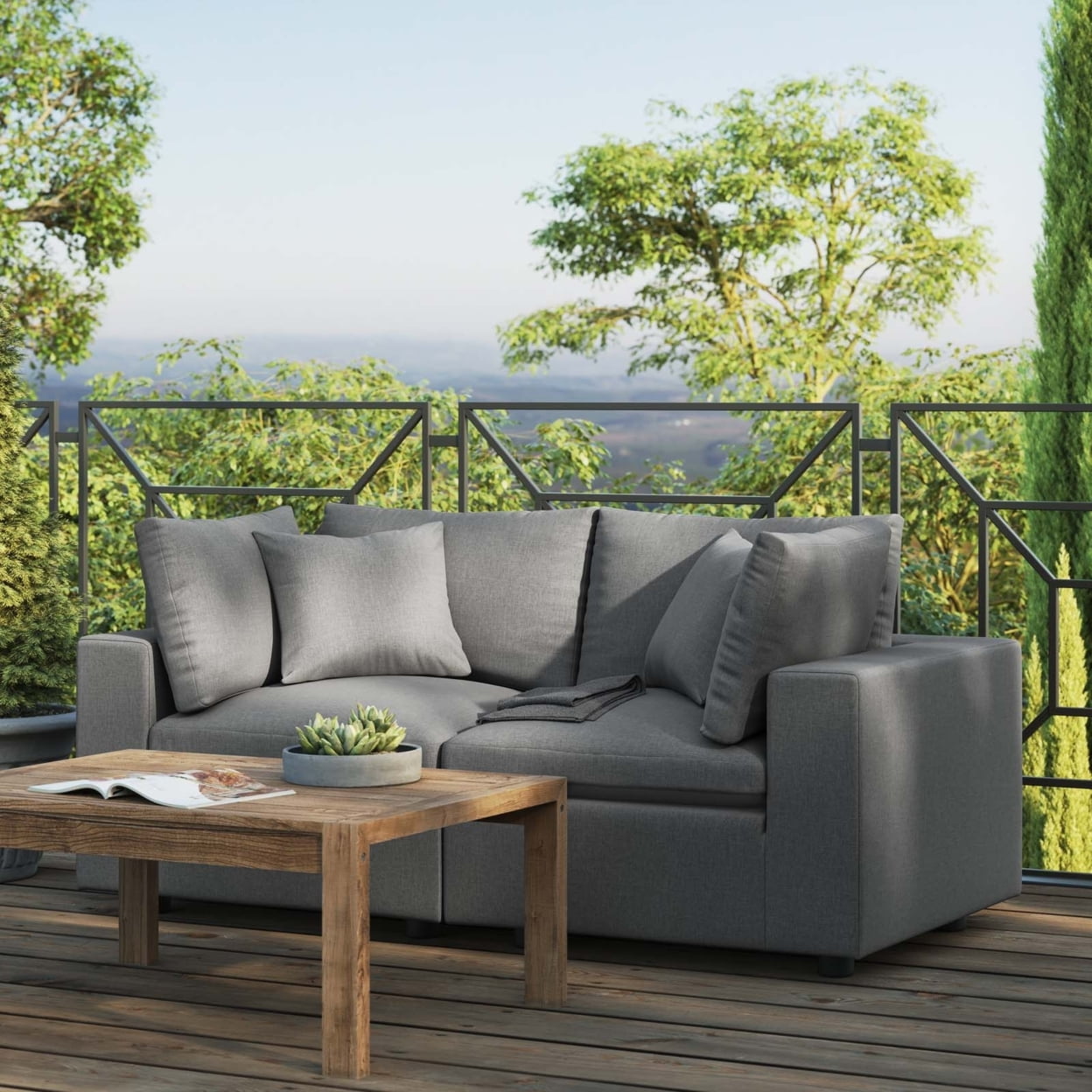 Commix Overstuffed Outdoor Patio Loveseat-EEI-5576