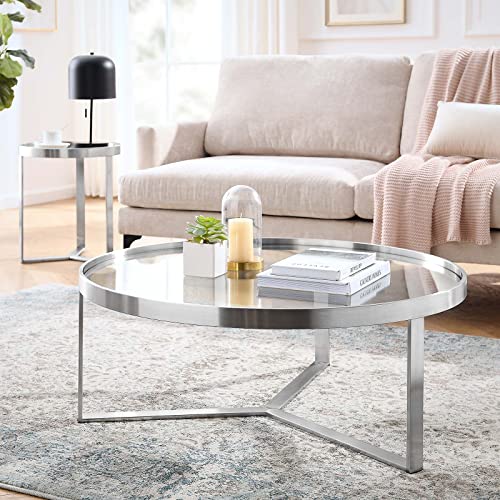 Modway Relay Glass and Metal Accent Side Table