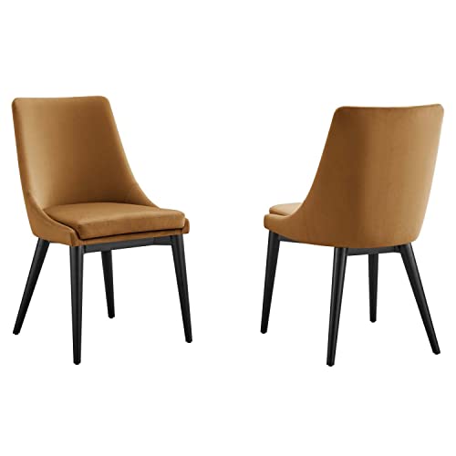 Modway Viscount Velvet Set of 2 Dining Chairs with Cognac Finish EEI-5816-COG