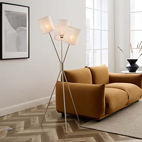 Modway Alexa 3-Light Floor Lamp in Silver