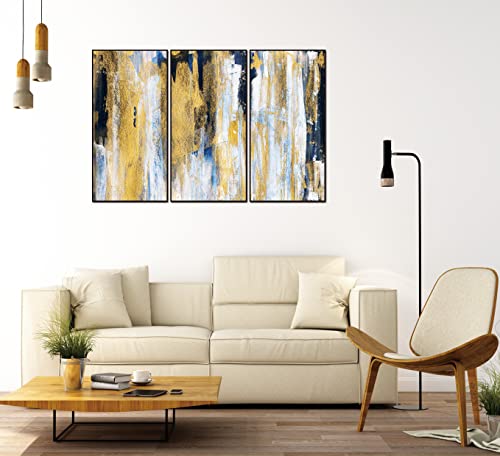 Whiteline Modern Living Oro 3-Piece 48"x24" (each) Canvas Wall Art, Black PS Frame