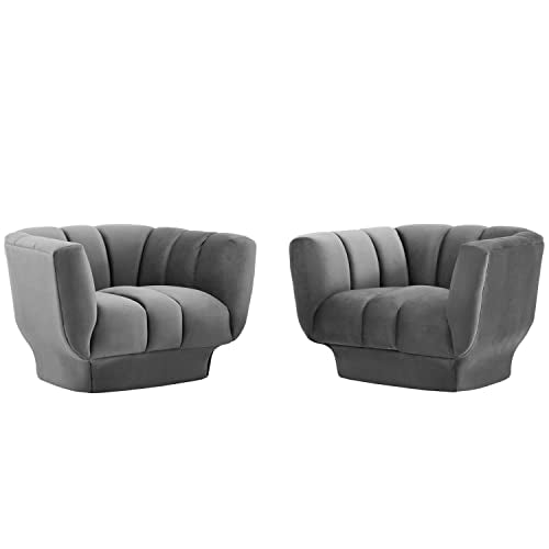 Modway Entertain Vertical Channel Tufted Performance Velvet Armchair Set of 2