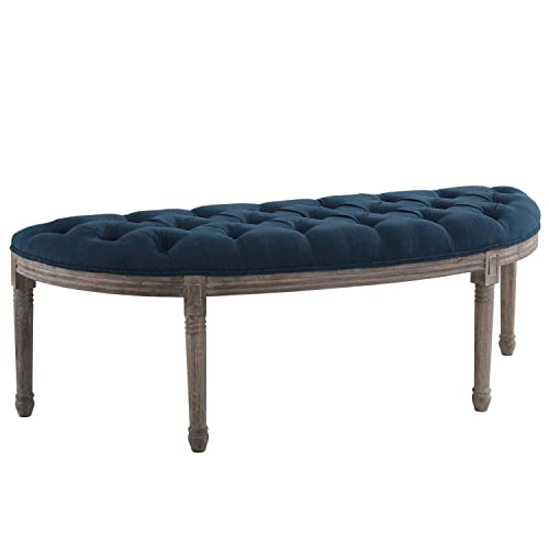 Modway Esteem Vintage French Upholstered Fabric Semi-Circle Entryway Bench