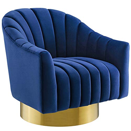 Modway EEI-3459-TEA Buoyant Vertical Channel Tufted Accent Lounge Performance Velvet Swivel Chair