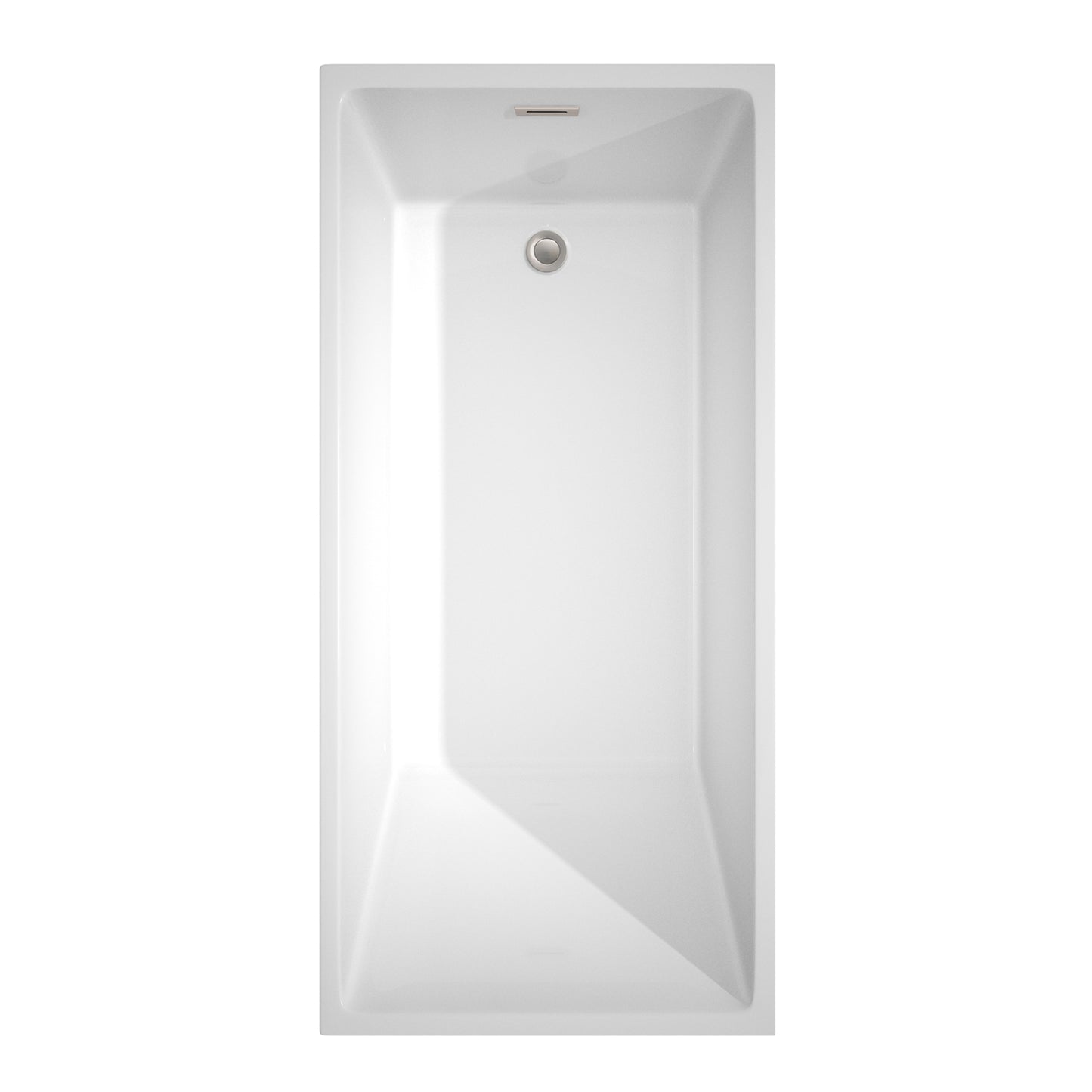 Hannah 67 Inch Freestanding Bathtub in White with Floor Mounted Faucet, Drain and Overflow Trim in Brushed Nickel
