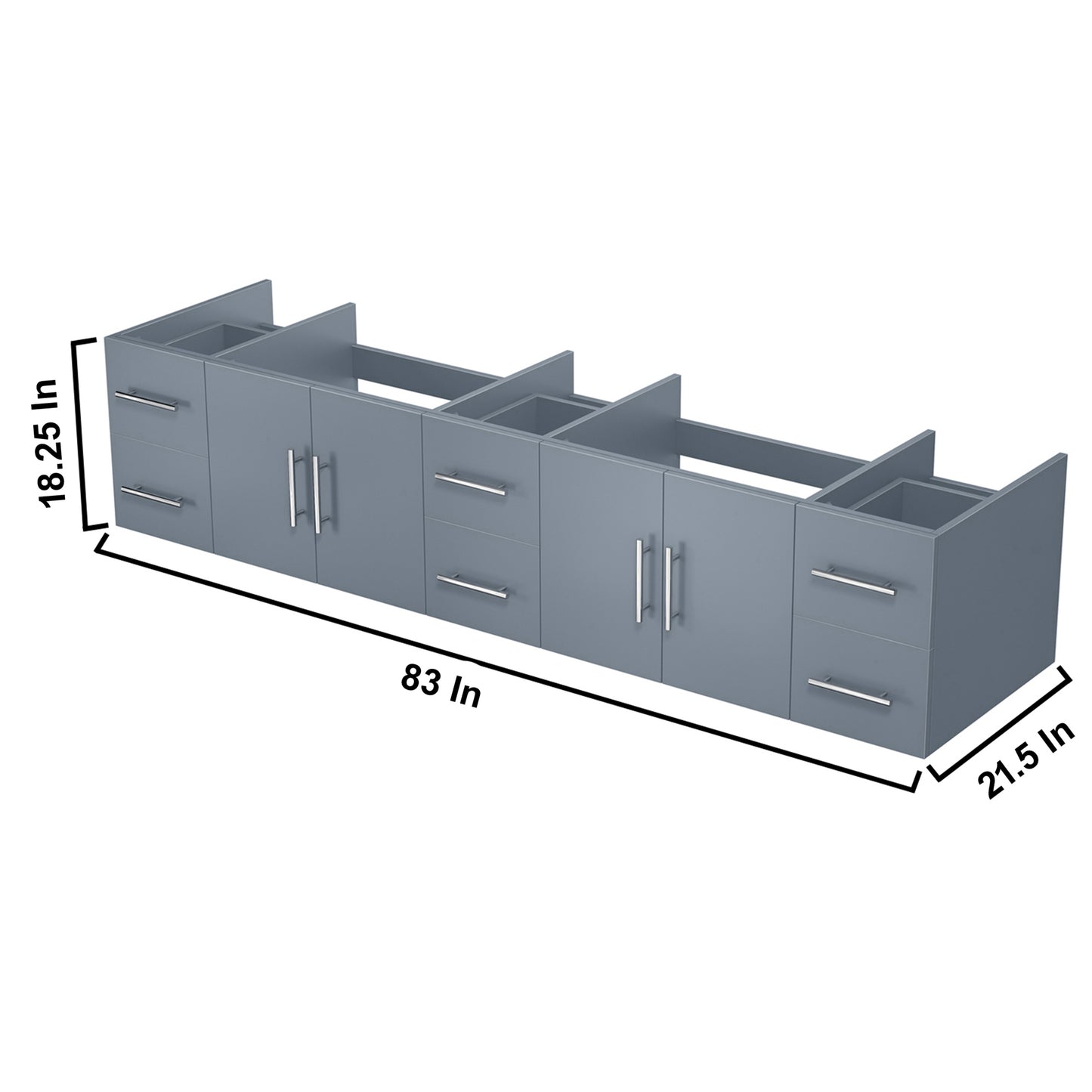 Geneva 84" Dark Grey Vanity Cabinet Only