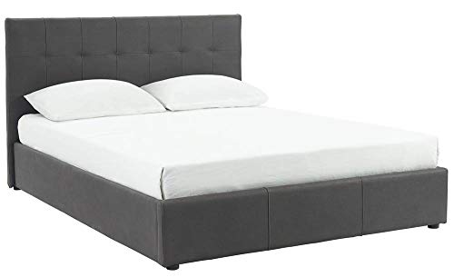 Upholstered King Platform Storage Bed, Grey