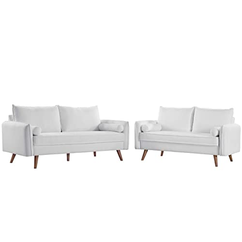 Modway Revive Upholstered Fabric Sofa and Loveseat Set, Gray