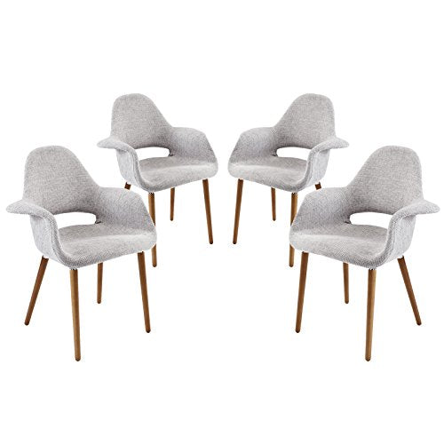 Modway Aegis Upholstered Dining Armchair Set of 4 in Light Gray