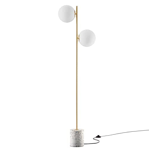 Modway Logic 63" Contemporary Terrazzo Metal Floor Lamp in White Finish