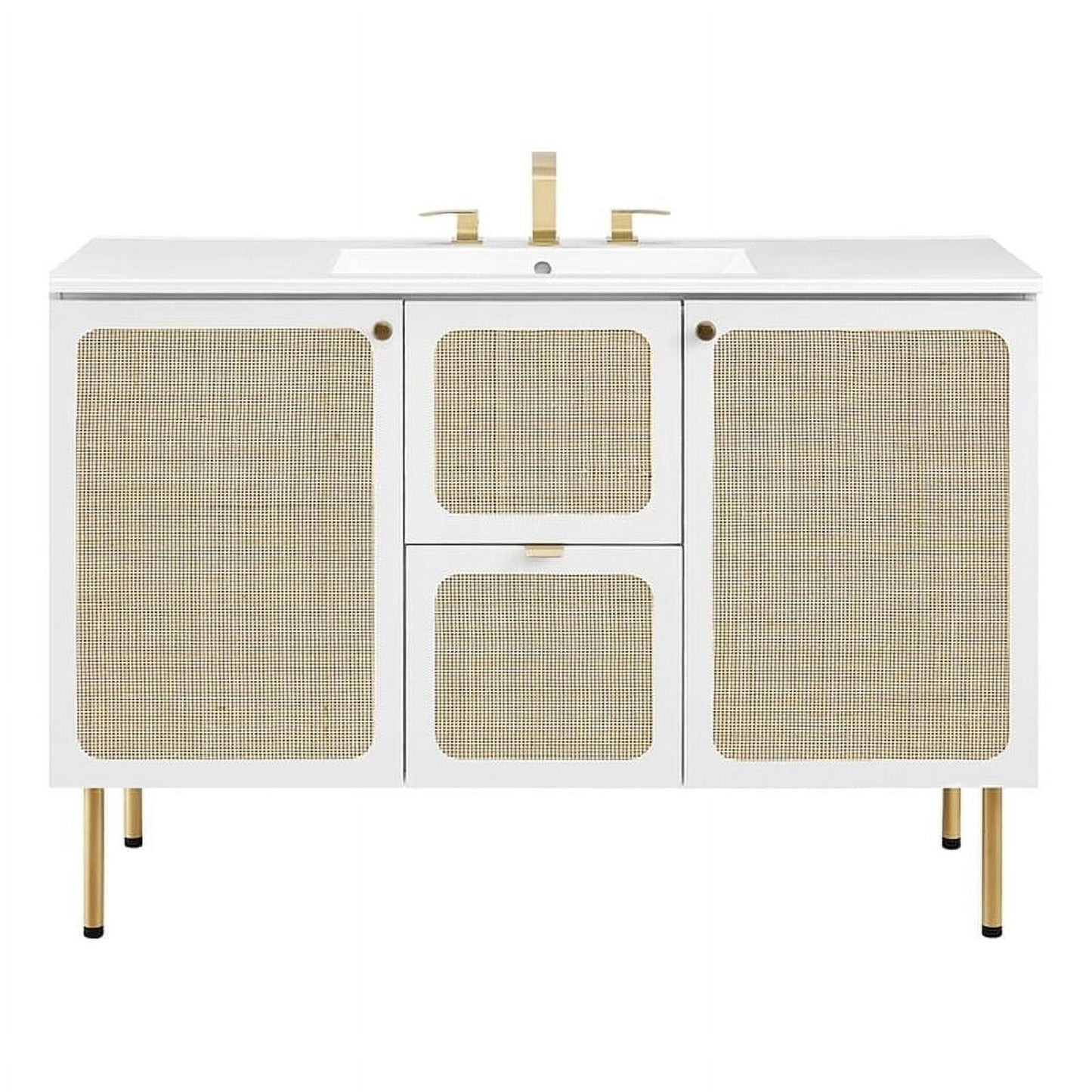 Modway Chaucer 48" Single Sink Wood & Metal Bathroom Vanity in White