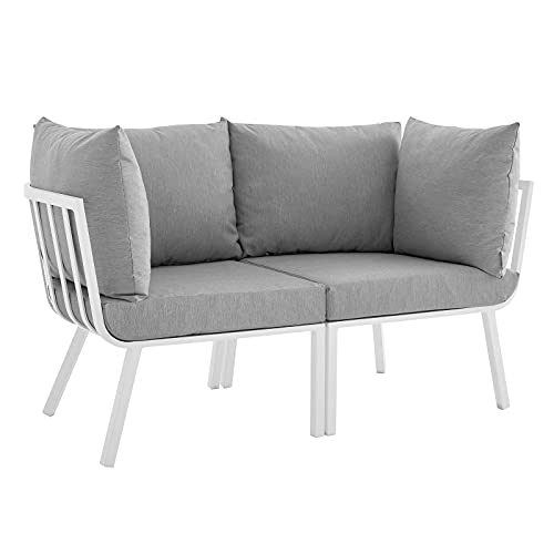 Modway EEI-3781-SLA-WHI Riverside Serctional Sofa Set, Gray White
