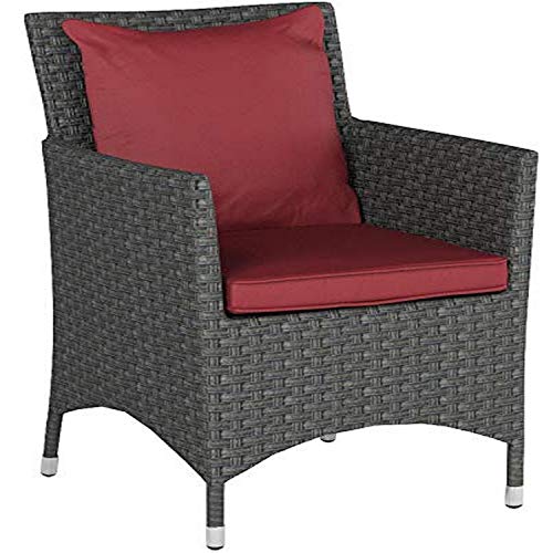 Modway EEI-2242-CHC-RED-SET Sojourn 2 Piece Outdoor Patio Sunbrella Dining Set in Canvas Red, Chairs