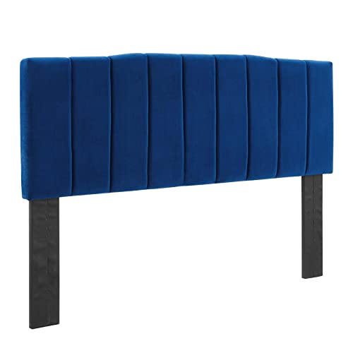 Modway Camilla Channel Tufted Performance Velvet California King Headboard in Navy, King King