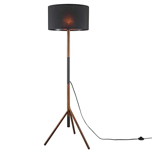Modway Natalie Contemporary Wood Tripod Floor Lamp in Black and Walnut