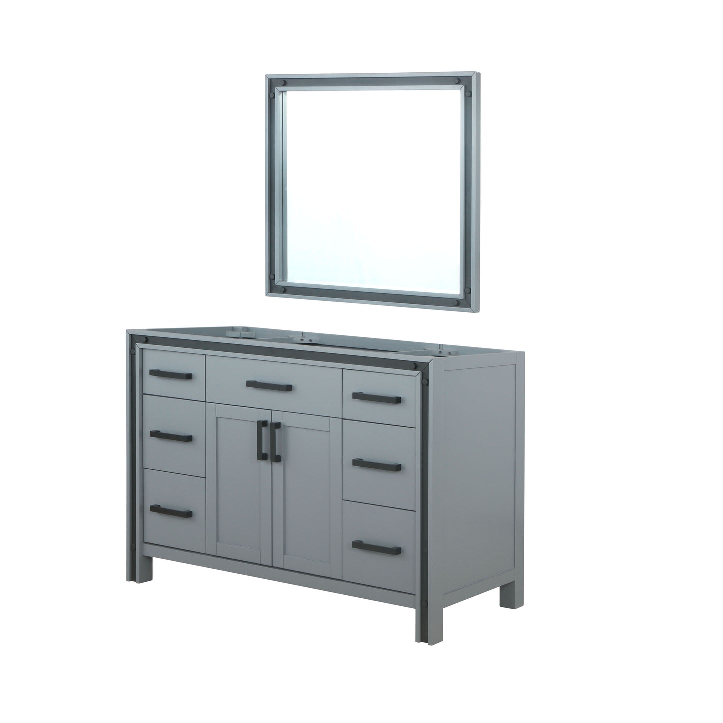 Ziva 48" Dark Grey Single Vanity, no Top and 34" Mirror