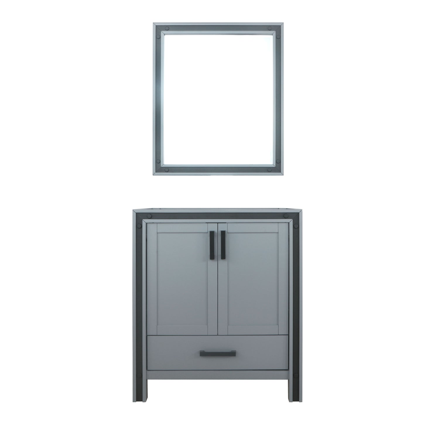 Ziva 30" Dark Grey Single Vanity, no Top and 28" Mirror