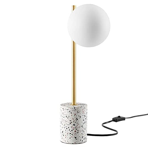 Modway Logic 8.5" Contemporary Terrazzo Metal Table Lamp in White Finish