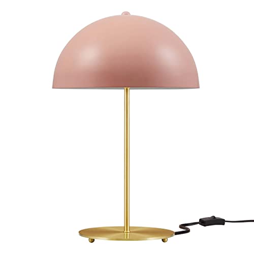 Modway Ideal Contemporary Iron and PVC Table Lamp in Pink/Satin Brass
