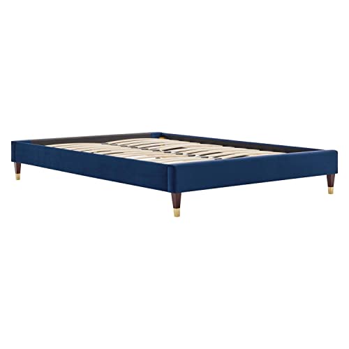Modway Harlow 57.5" Full Performance Velvet Platform Bed Frame in Navy