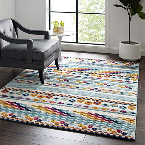 Modway Reflect Vintage Abstract Geometric Lattice Indoor and Outdoor Area Rug ft x 8