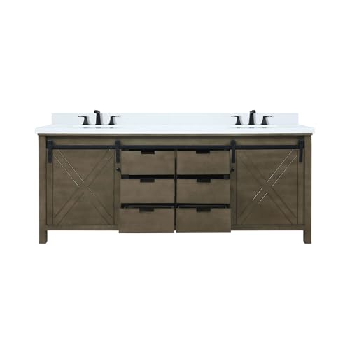 Lexora Marsyas Bath Vanity, Cultured Marble Countertop and Faucet Set