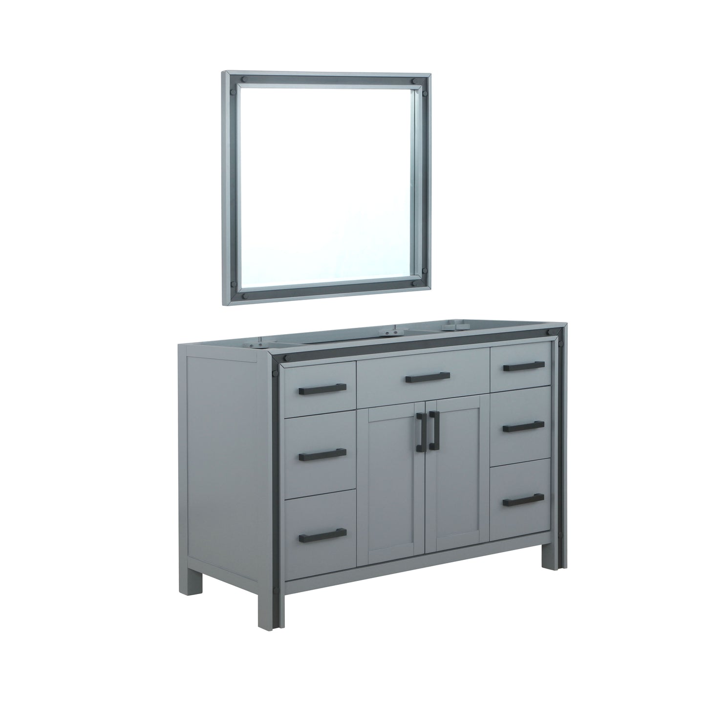 Ziva 48" Dark Grey Single Vanity, no Top and 34" Mirror