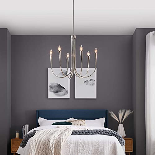 Modway Penrose 6-Light Chandelier in Polished Nickel