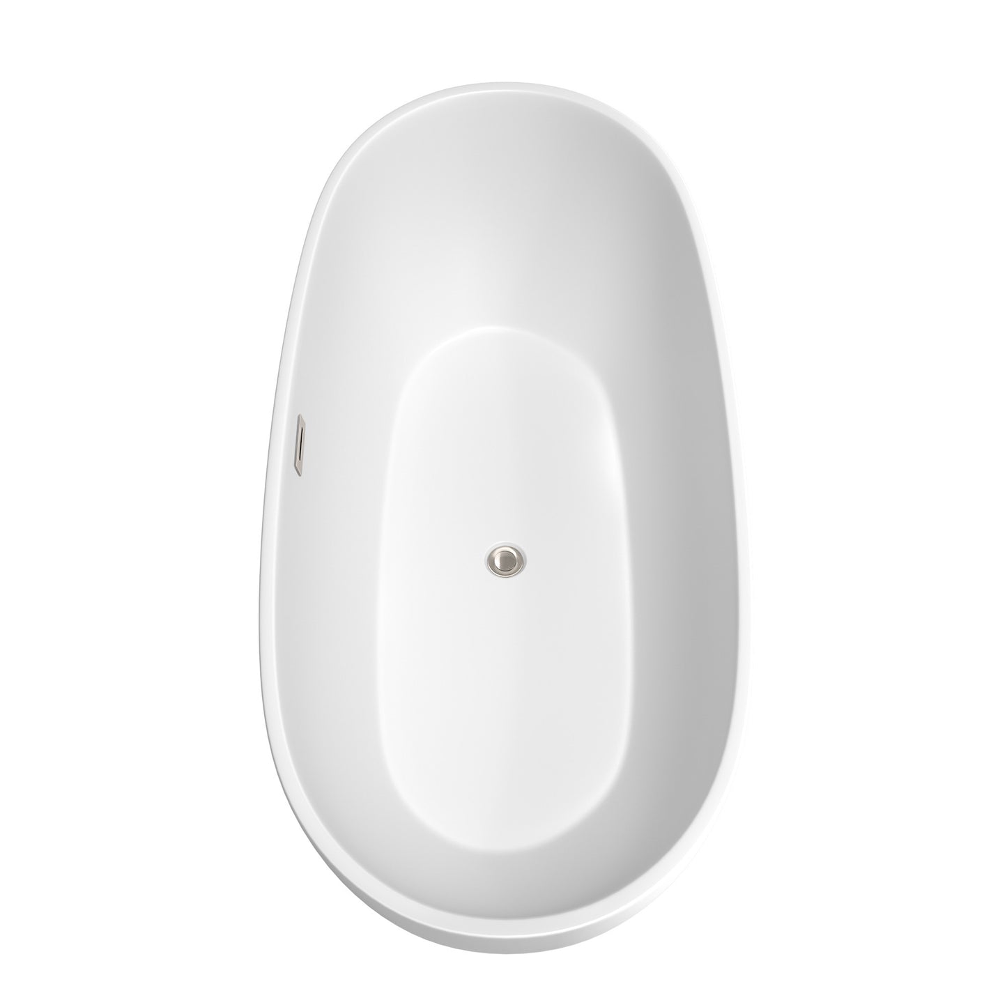 Juno 71 Inch Freestanding Bathtub in Matte White with Floor Mounted Faucet, Drain and Overflow Trim in Brushed Nickel