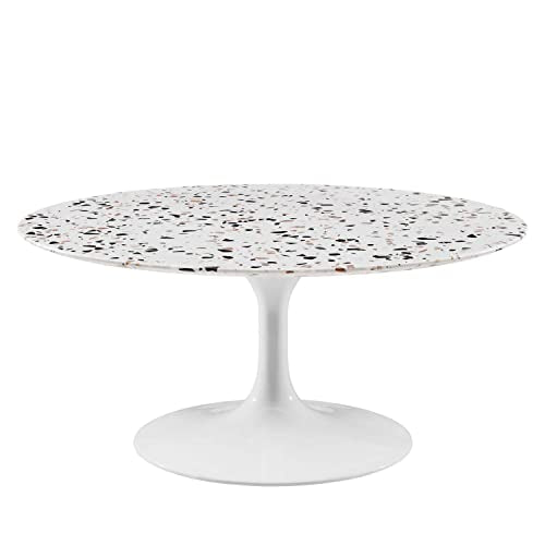 Modway White Lippa Round Terrazzo Coffee Table EEI-5719-WHI-WHI