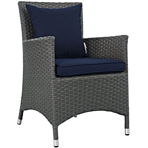 Modway EEI-2242-CHC-RED-SET Sojourn 2 Piece Outdoor Patio Sunbrella Dining Set in Canvas Red, Chairs