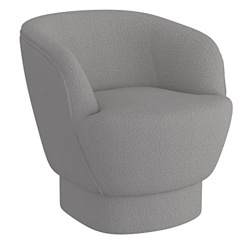 Cosy Modern Upholstered Accent Chair in Grey Boucle Fabric
