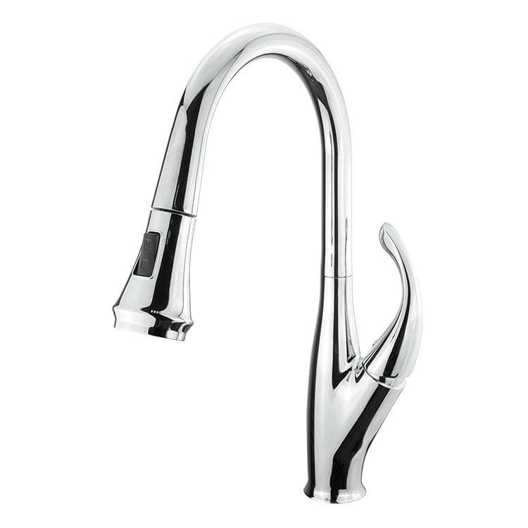 Garbatella Brass Kitchen Faucet w/ Pull Out Sprayer - Chrome
