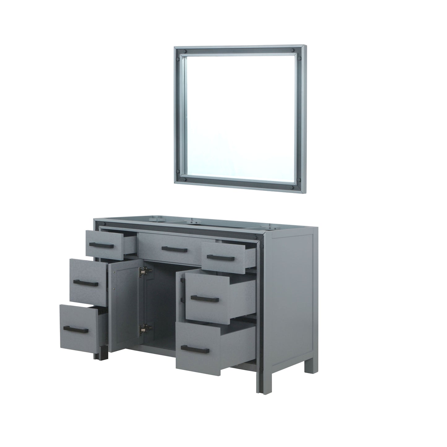 Ziva 48" Dark Grey Single Vanity, no Top and 34" Mirror