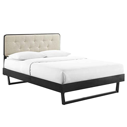 Modway Bridgette Wood King Platform Bed in Black Beige with Angular Frame