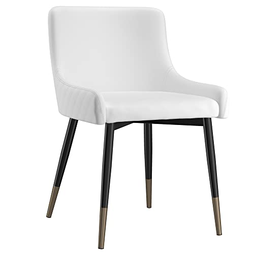 Corinth Set of 2 Modern Faux Leather and Metal Side Chair in White