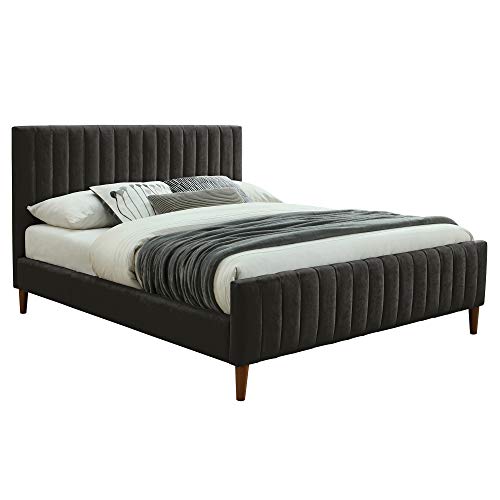 Upholstered Queen Platform Bed, Charcoal