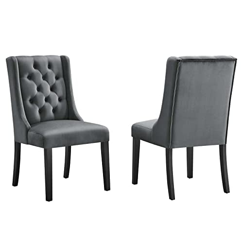 Modway Baronet Velvet Set of 2 Dining Chairs with Gray Finish EEI-5013-GRY
