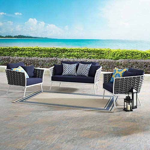 Modway EEI-3019-WHI-NAV Stance Outdoor Patio Aluminum Loveseat