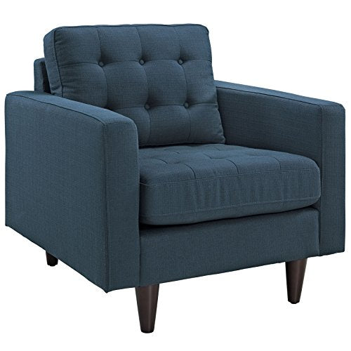 Modway Empress Mid-Century Modern Upholstered Fabric Accent Arm Lounge Chair in Azure