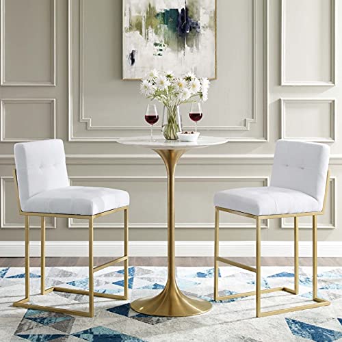 Modway Privy Stainless Steel Performance Velvet Bar Stool Set of 2