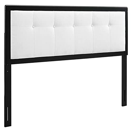 Modway Draper Tufted Queen Fabric and Wood Headboard in Black White