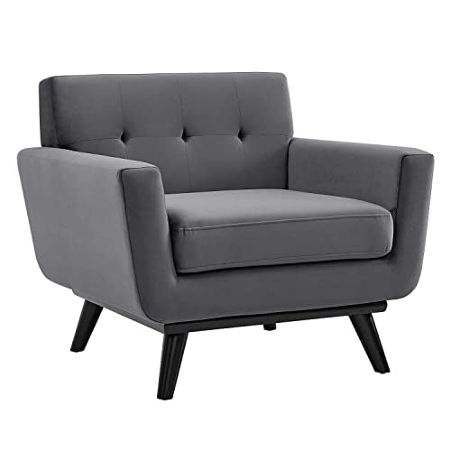 Modway Engage Performance Velvet Armchair with Gray Finish EEI-5598-GRY